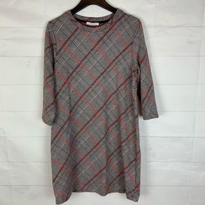 Zara Trafaluc Plaid Tunic Back Buttons